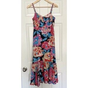 Anthropologie Tina Flounced Dress Midi Floral Size 2